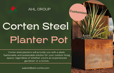 corten steel planter, metal planter pot, flower pot